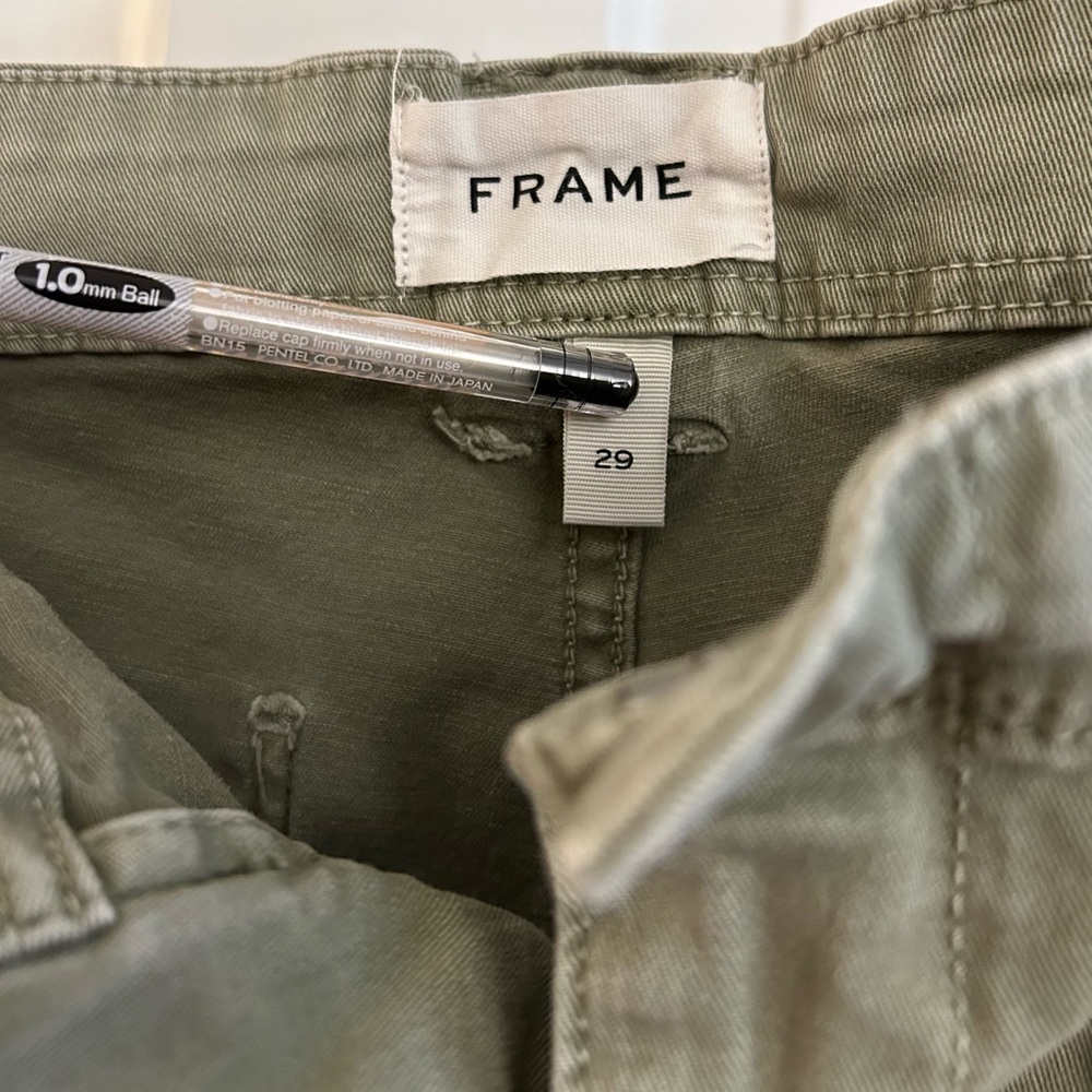 FRAME Trapunto Moto Cropped Cuffed Pants in Washed Aloe Green - Women’s Size 29 - Picture 7 of 12